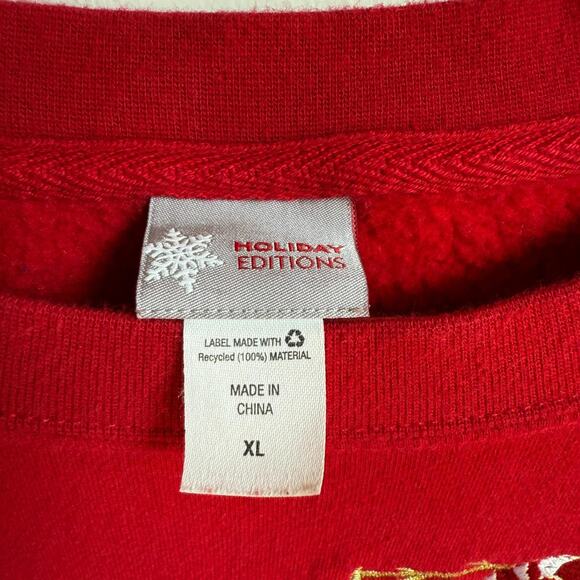 Holiday Editions Snowman Trio Christmas Sweatshirt Red XL - Picture 4 of 6